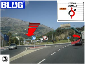 Foto descriptiva en el que explica el  quinto paso a seguir para llegar a la empresa Blug donde se debe seguir recto en dirección Zestoa-Zumaia.(carretera GI-631)